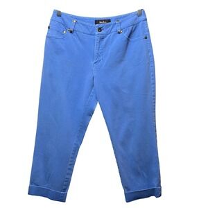 Eric Jeans Capri Pants Denim Blue Cuffed Hem Casual Cotton‎ Blend Size 6 Faded